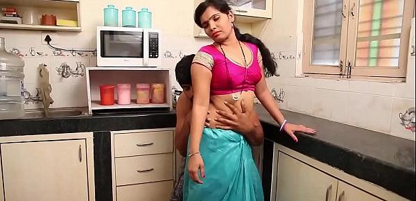  ANJALI (Telugu) as House Wife, Husband - Seductive Romancing in KITCHEN